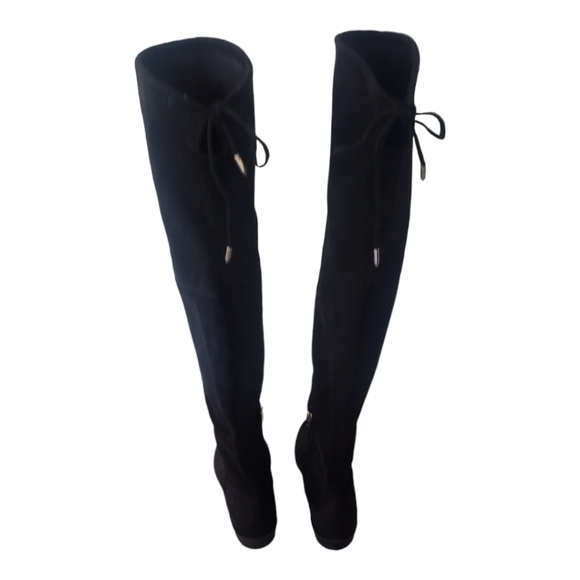 Mark Fisher Over The Knee Black Boots Size 7 With Low Heel - Picture 5 of 9